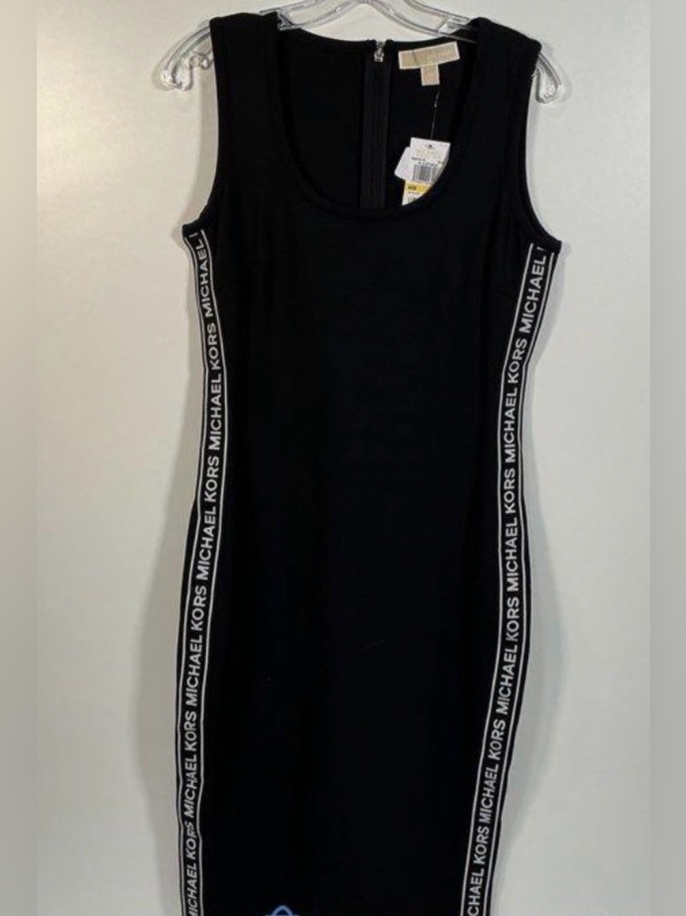 🛑 1 hour sale. NWT. Michael Kors, Medium, Black Sleeveless MK Logo-Trim Dress